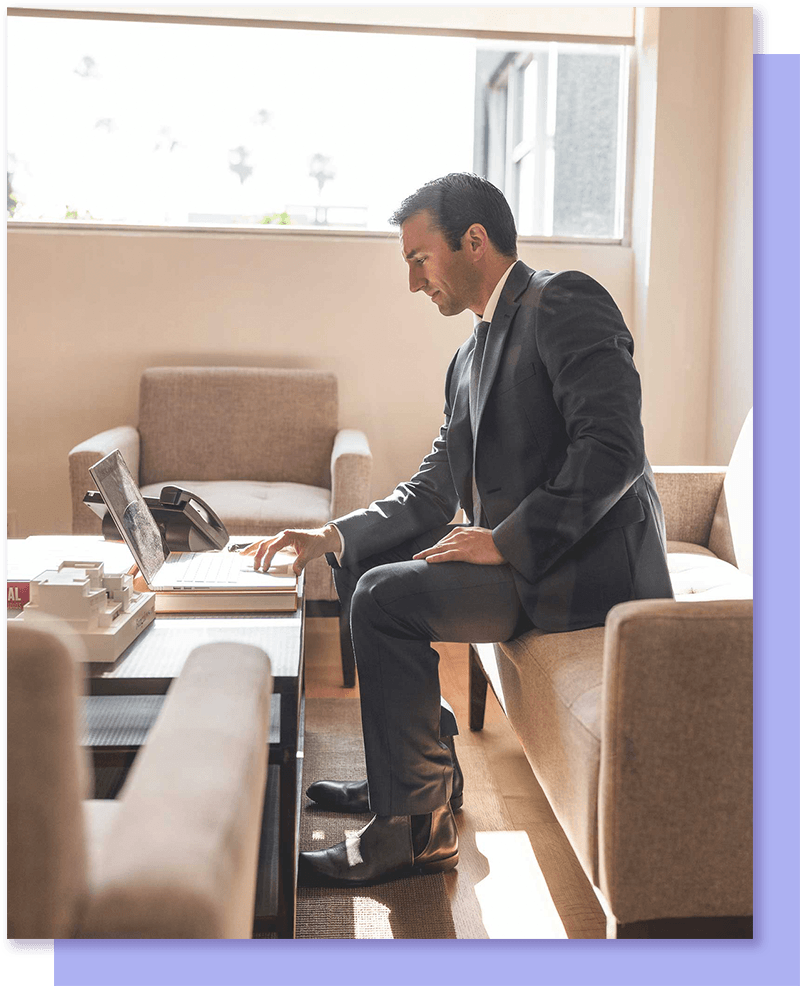 Businessman working on laptop