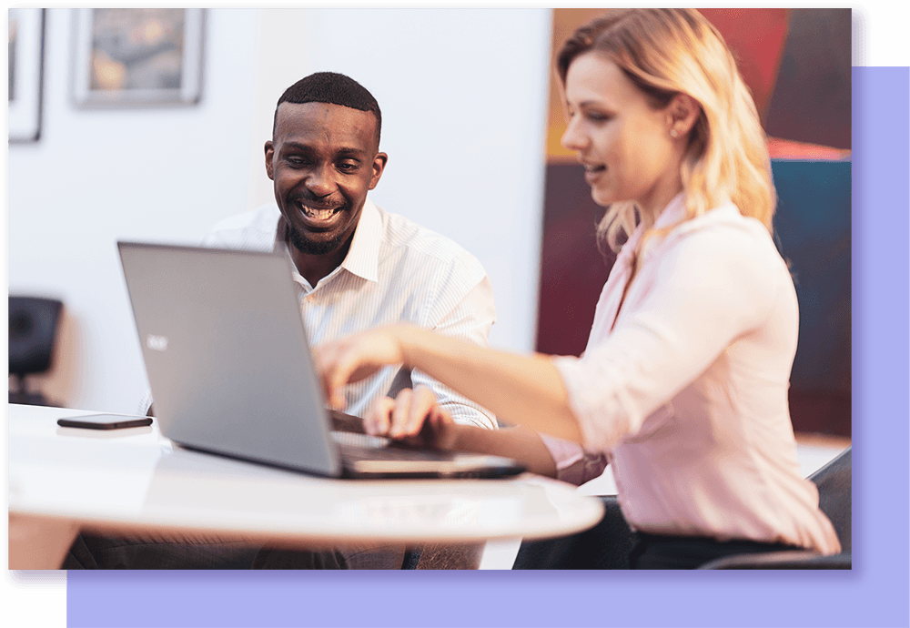 Team working on computer