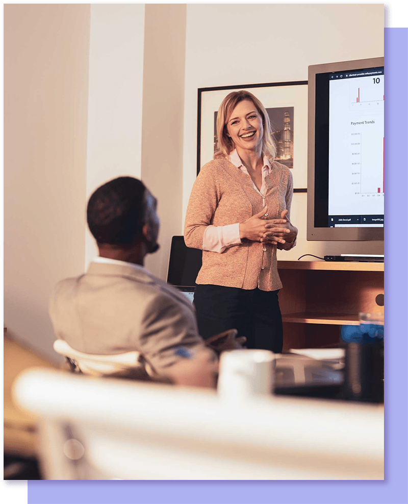 Woman presenting to group