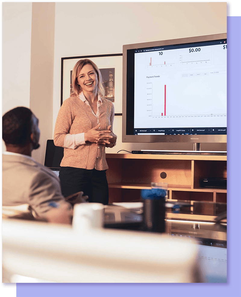 Woman presenting to group