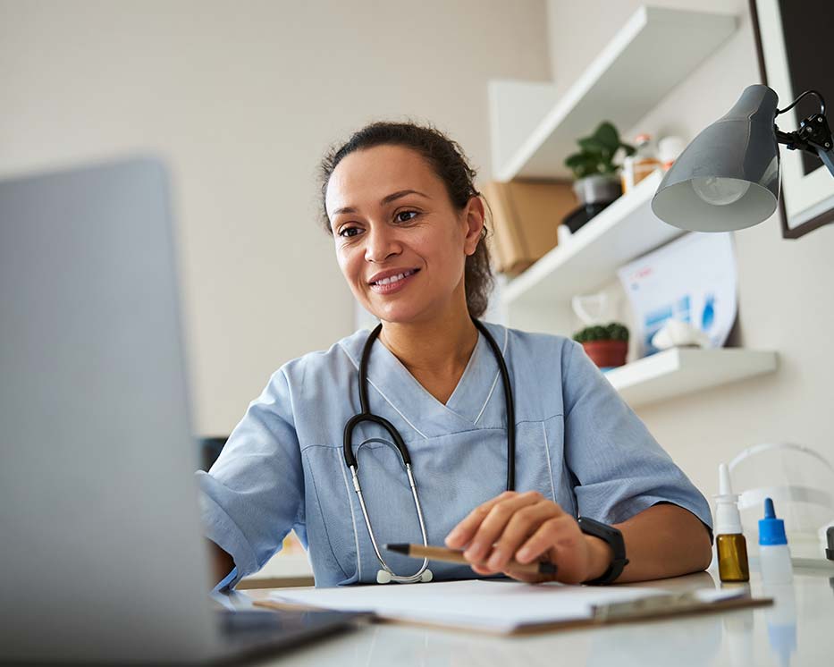 doctor on computer