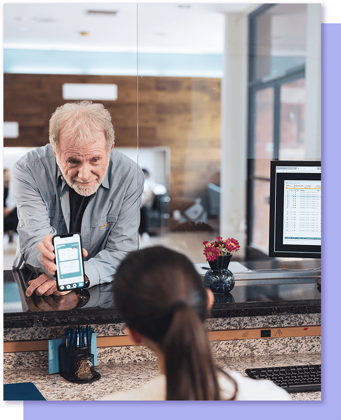 Man showing insurance card on app